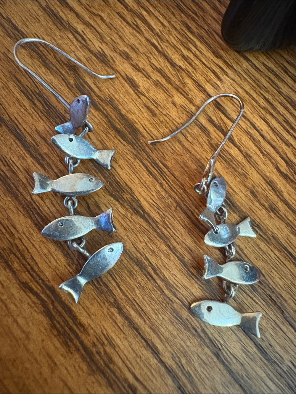 Vintage Sterling Silver Fish Earrings Dangle Drop 1 1/2”